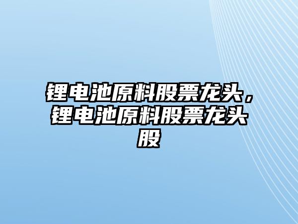 鋰電池原料股票龍頭，鋰電池原料股票龍頭股