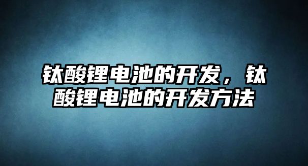 鈦酸鋰電池的開發，鈦酸鋰電池的開發方法