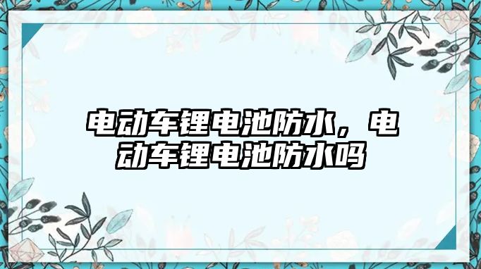 電動車鋰電池防水，電動車鋰電池防水嗎