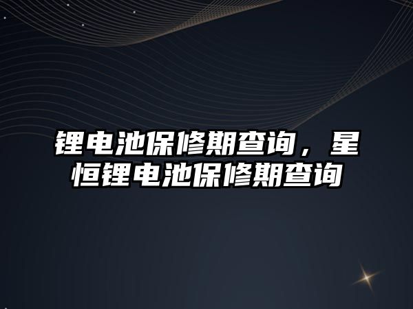 鋰電池保修期查詢，星恒鋰電池保修期查詢