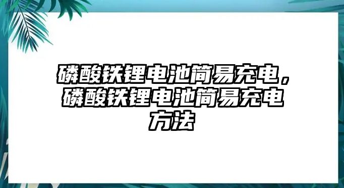 磷酸鐵鋰電池簡易充電，磷酸鐵鋰電池簡易充電方法