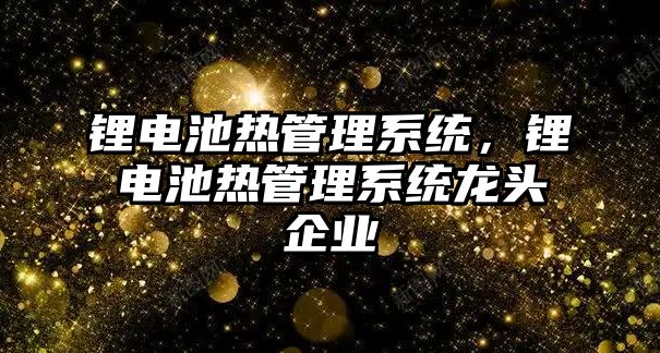 鋰電池熱管理系統，鋰電池熱管理系統龍頭企業