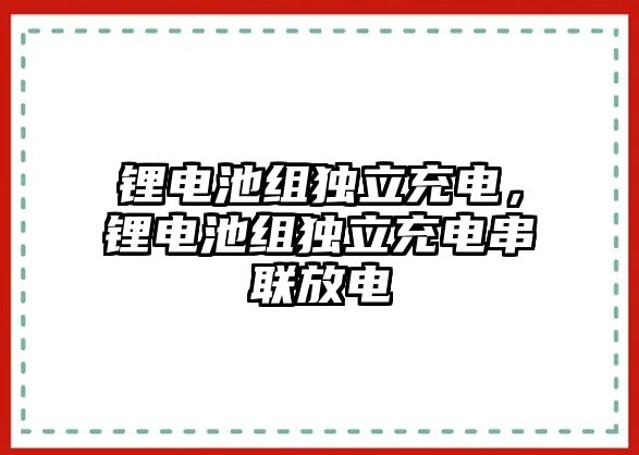 鋰電池組獨立充電，鋰電池組獨立充電串聯放電