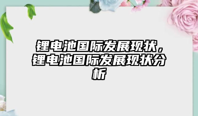 鋰電池國際發(fā)展現(xiàn)狀，鋰電池國際發(fā)展現(xiàn)狀分析