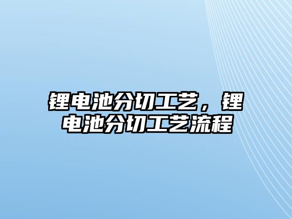 鋰電池分切工藝，鋰電池分切工藝流程