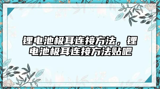 鋰電池極耳連接方法，鋰電池極耳連接方法貼吧