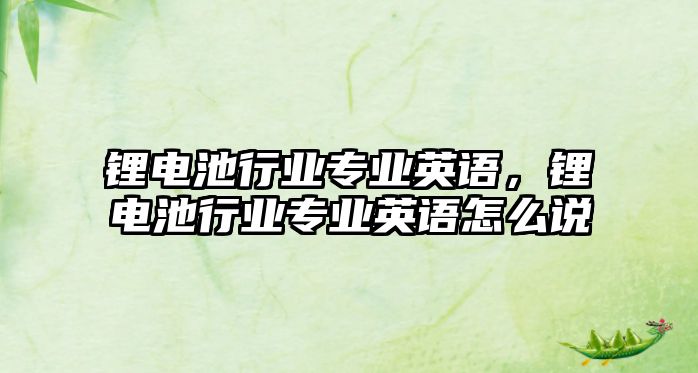 鋰電池行業專業英語，鋰電池行業專業英語怎么說