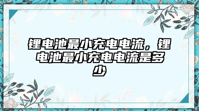 鋰電池最小充電電流，鋰電池最小充電電流是多少