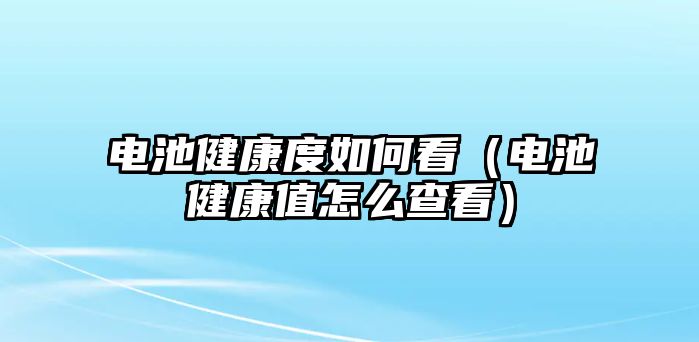 電池健康度如何看（電池健康值怎么查看）