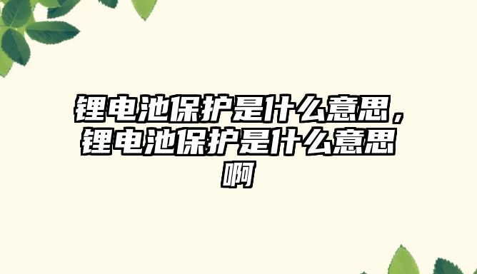 鋰電池保護是什么意思，鋰電池保護是什么意思啊