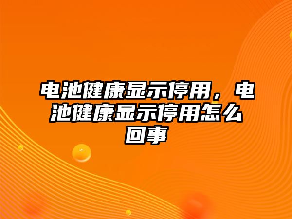 電池健康顯示停用，電池健康顯示停用怎么回事