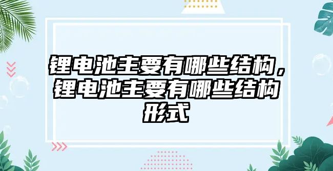 鋰電池主要有哪些結構，鋰電池主要有哪些結構形式