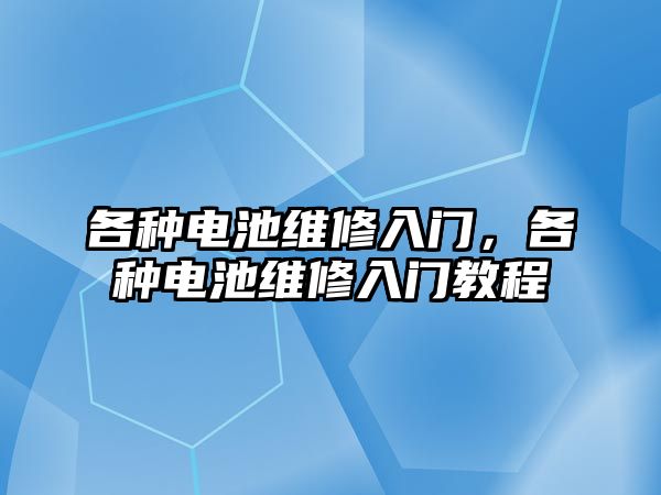 各種電池維修入門，各種電池維修入門教程