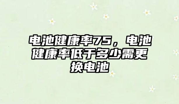 電池健康率75，電池健康率低于多少需更換電池