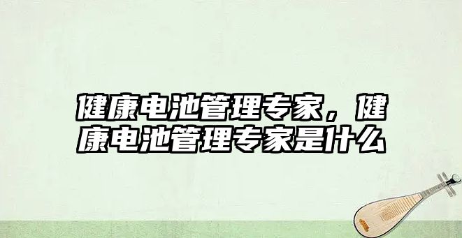 健康電池管理專家，健康電池管理專家是什么