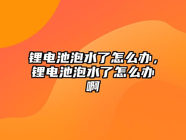 鋰電池泡水了怎么辦，鋰電池泡水了怎么辦啊