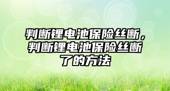 判斷鋰電池保險絲斷，判斷鋰電池保險絲斷了的方法