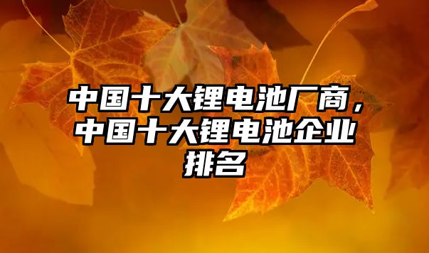 中國十大鋰電池廠商，中國十大鋰電池企業(yè)排名