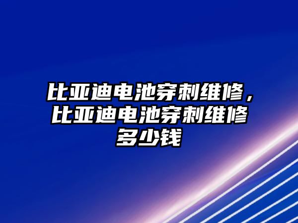 比亞迪電池穿刺維修，比亞迪電池穿刺維修多少錢