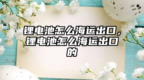 鋰電池怎么海運出口，鋰電池怎么海運出口的