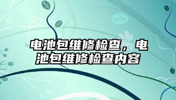 電池包維修檢查，電池包維修檢查內容