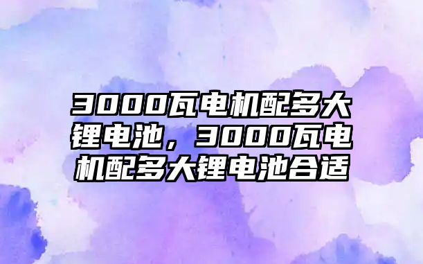 3000瓦電機配多大鋰電池，3000瓦電機配多大鋰電池合適