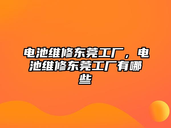 電池維修東莞工廠，電池維修東莞工廠有哪些