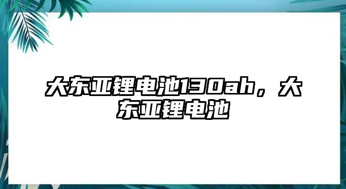 大東亞鋰電池130ah，大東亞鋰電池