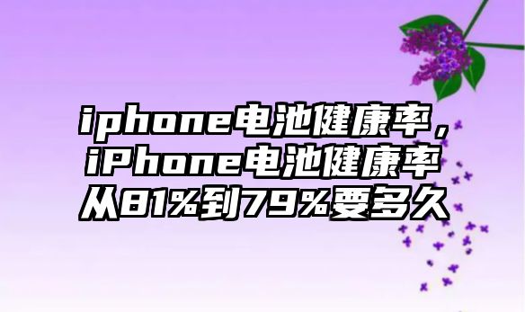 iphone電池健康率，iPhone電池健康率從81%到79%要多久