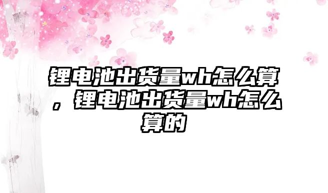 鋰電池出貨量wh怎么算，鋰電池出貨量wh怎么算的