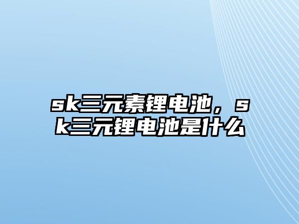 sk三元素鋰電池，sk三元鋰電池是什么