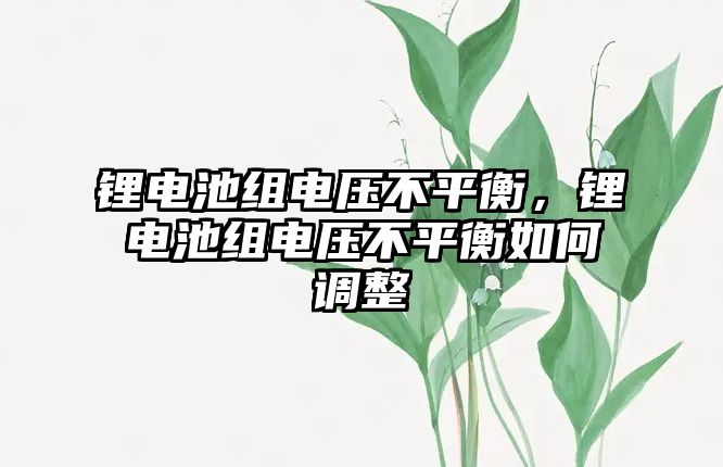 鋰電池組電壓不平衡，鋰電池組電壓不平衡如何調(diào)整