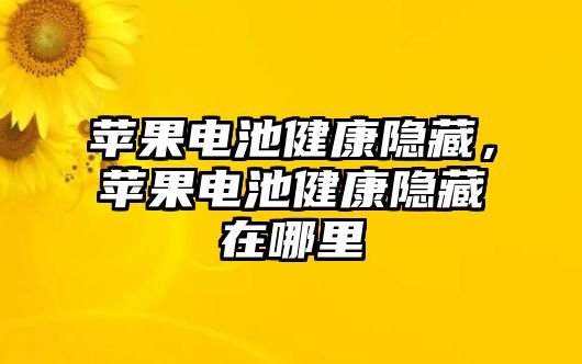 蘋果電池健康隱藏，蘋果電池健康隱藏在哪里