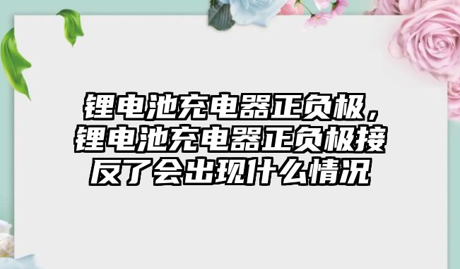 鋰電池充電器正負極，鋰電池充電器正負極接反了會出現什么情況