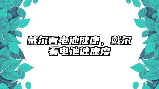 戴爾看電池健康，戴爾看電池健康度