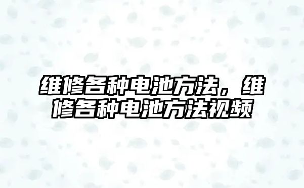 維修各種電池方法，維修各種電池方法視頻