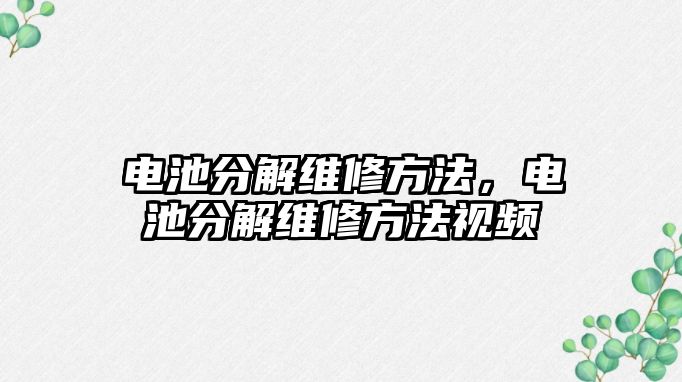 電池分解維修方法，電池分解維修方法視頻