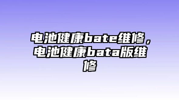 電池健康bate維修，電池健康bata版維修