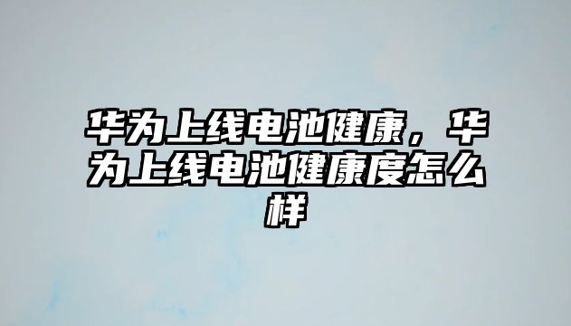 華為上線電池健康，華為上線電池健康度怎么樣