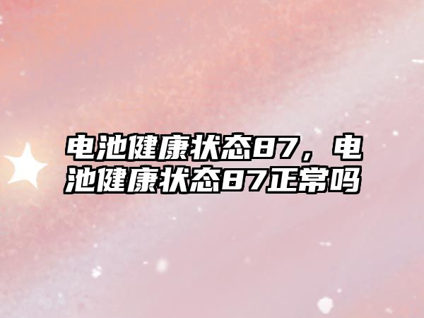 電池健康狀態87，電池健康狀態87正常嗎