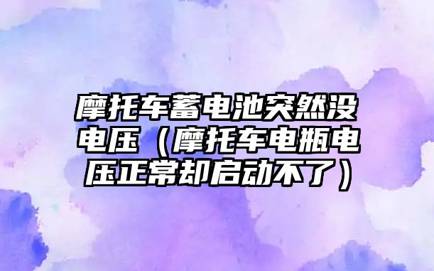 摩托車蓄電池突然沒電壓（摩托車電瓶電壓正常卻啟動不了）