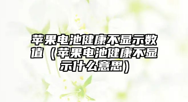 蘋果電池健康不顯示數值（蘋果電池健康不顯示什么意思）