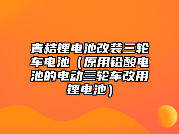 青桔鋰電池改裝三輪車電池（原用鉛酸電池的電動三輪車改用鋰電池）