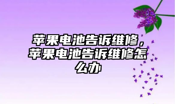 蘋果電池告訴維修，蘋果電池告訴維修怎么辦