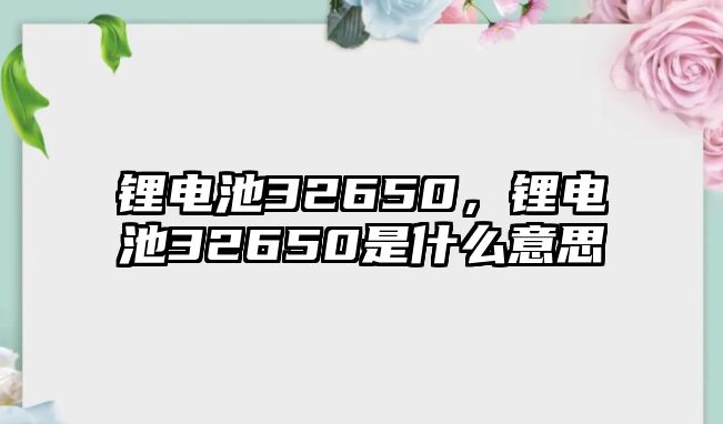 鋰電池32650，鋰電池32650是什么意思