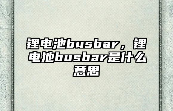 鋰電池busbar，鋰電池busbar是什么意思