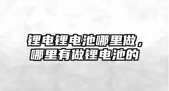 鋰電鋰電池哪里做，哪里有做鋰電池的