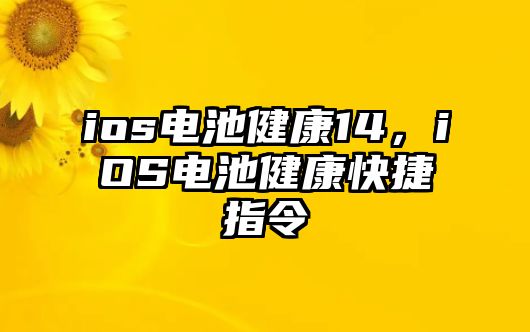 ios電池健康14，iOS電池健康快捷指令