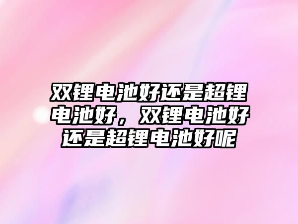 雙鋰電池好還是超鋰電池好，雙鋰電池好還是超鋰電池好呢