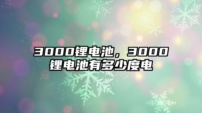 3000鋰電池，3000鋰電池有多少度電